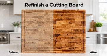 Sanding and refinishing a scratched wooden cutting board