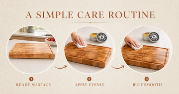 Applying food-safe oil to a wooden cutting board