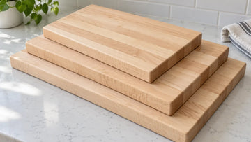 Three edge grain maple cutting boards in different sizes
