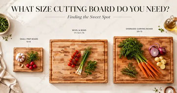 Maple cutting boards in different sizes on a kitchen counter