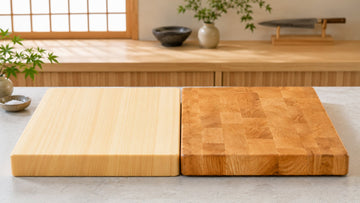 Hinoki vs hard maple cutting boards compared side by side