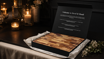Maple cutting board as a wedding gift in a gift box