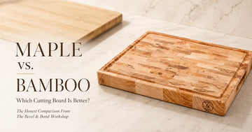Maple and bamboo cutting boards compared for knife safety