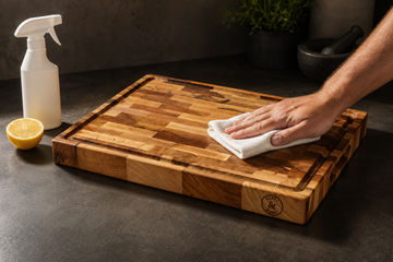 Sanitizing a maple cutting board after raw meat