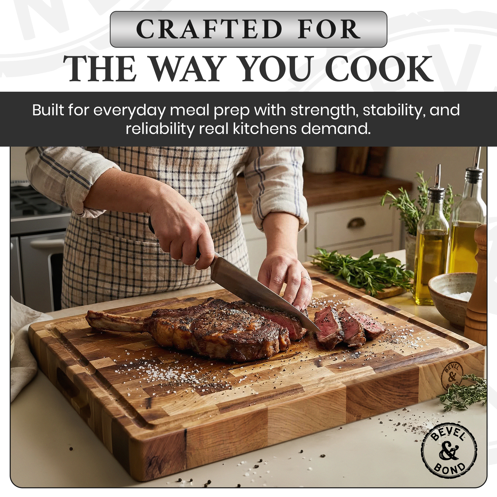 Bevel & Bond End-Grain Maple Cutting Board